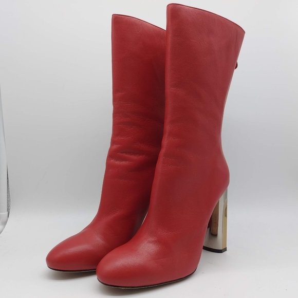 Alexander McQueen Boots red with silver heel 40 - Picture 2 of 7